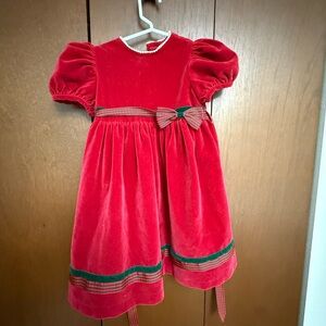 Good lad red velvet, faux pearl, green velvet trim holiday Christmas 4t